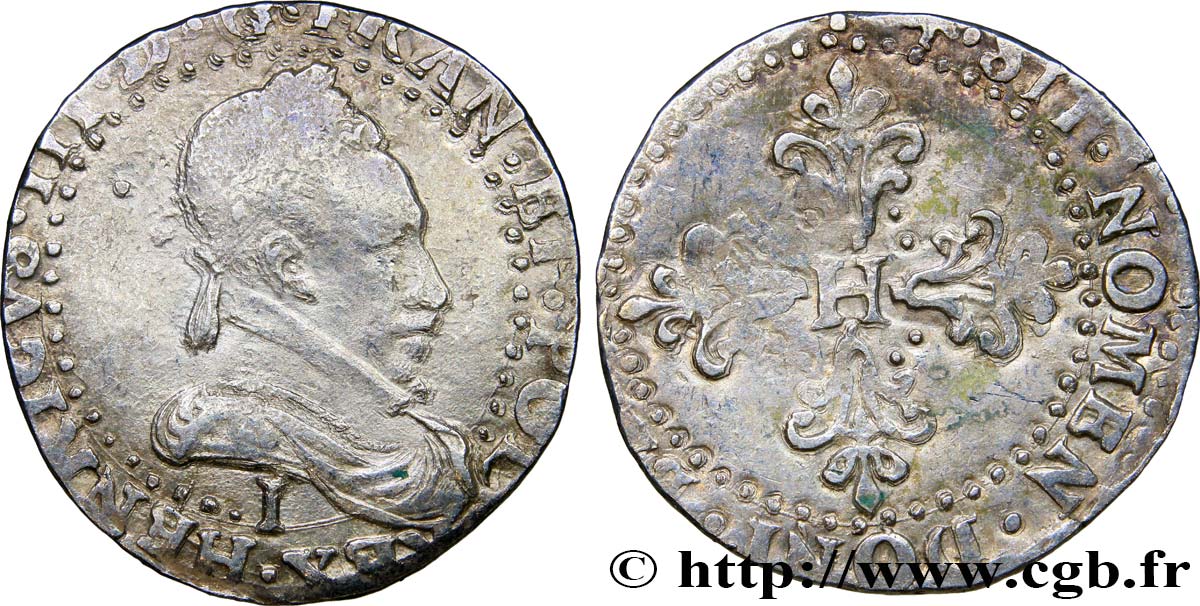 HENRI III Demi-franc au col plat n. d. Limoges TB+