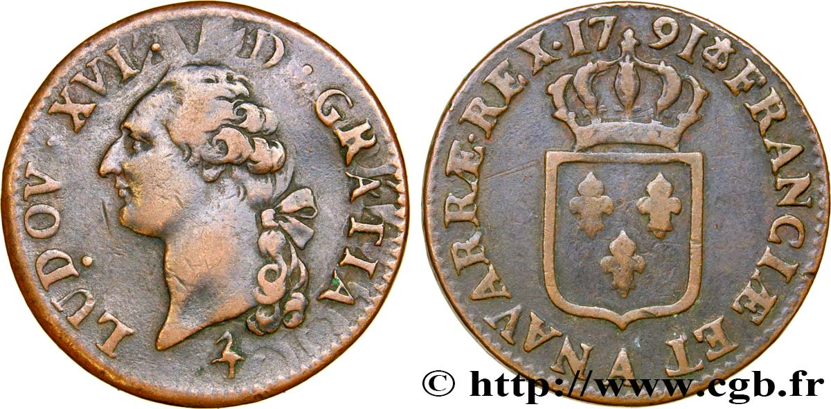 LOUIS XVI Sol dit  à l écu  1791 Paris TTB