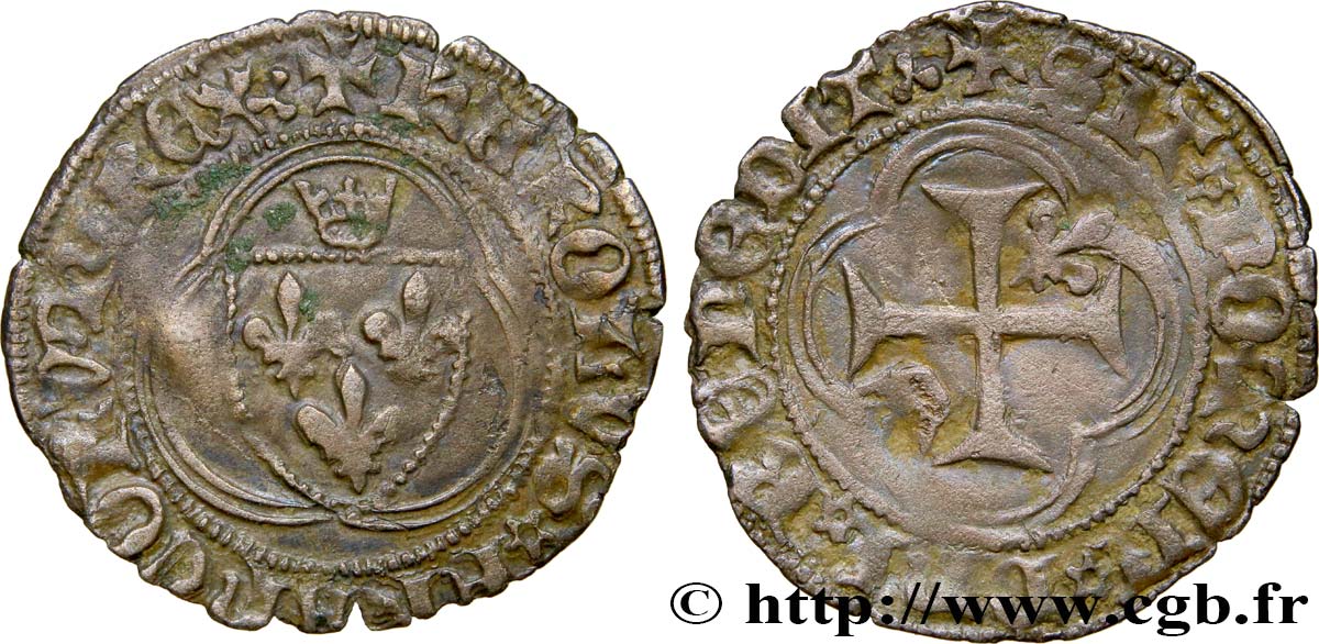 CHARLES VIII Petit blanc à la couronne 24/04/1488 Lyon TTB