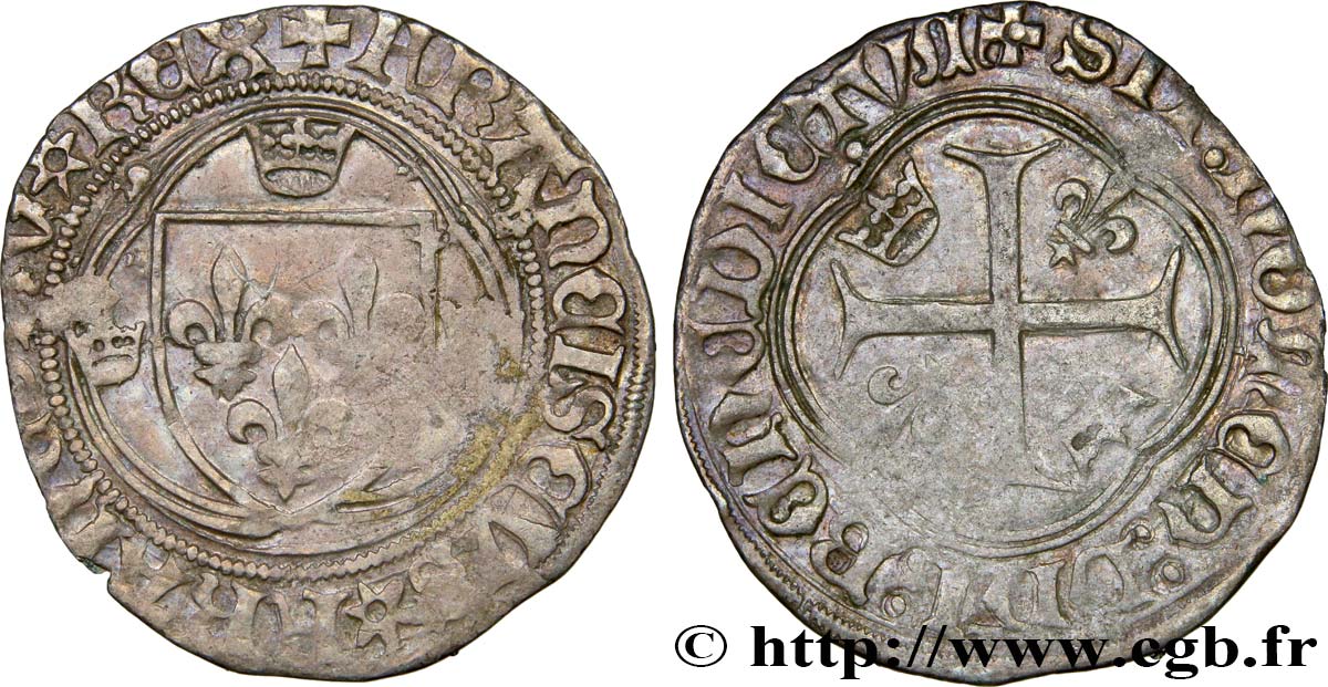 FRANÇOIS IER LE RESTAURATEUR DES LETTRES Grand blanc à la couronne, 1er type n.d. Saint Lô TTB