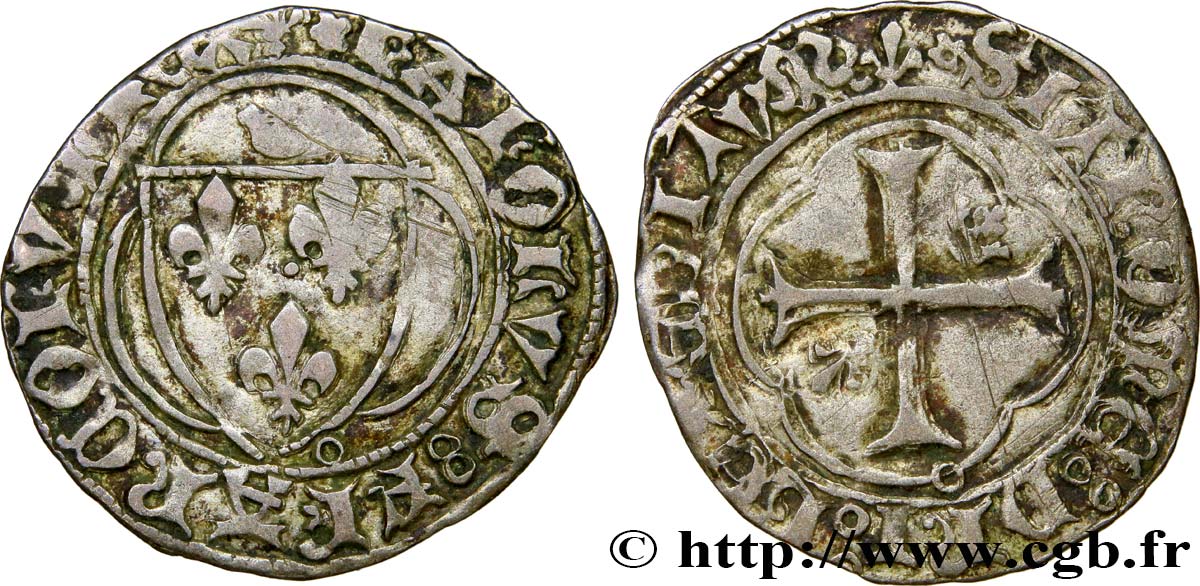 CHARLES VII LE VICTORIEUX Petit blanc à la couronne n.d. La Rochelle TB+