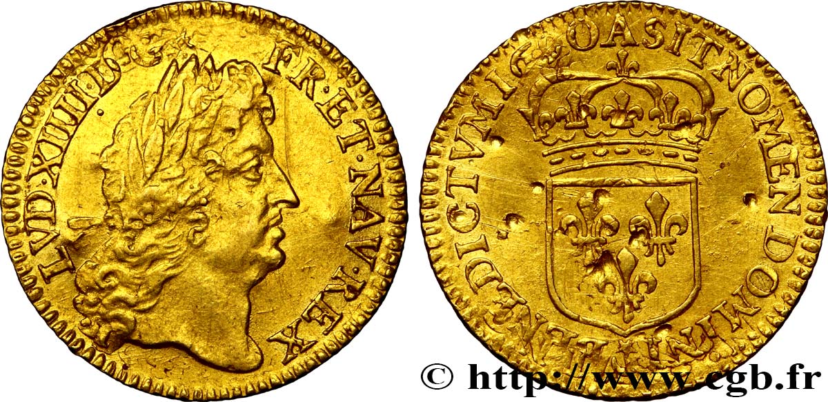 LOUIS XIV  THE SUN KING  Demi-louis d or à l écu 1690 Paris q.SPL