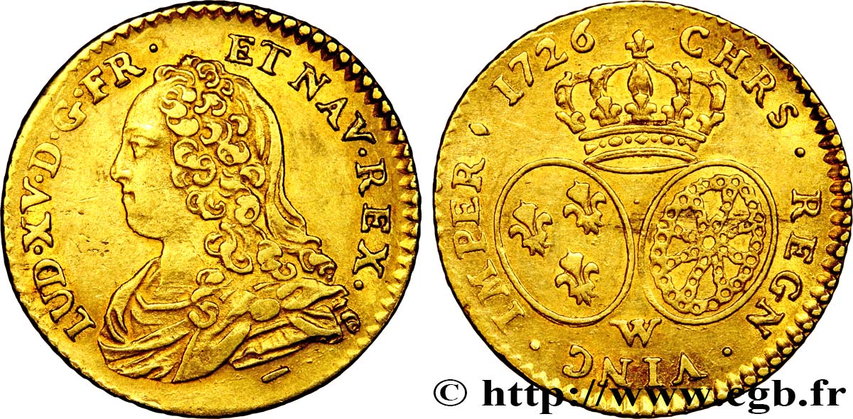 LOUIS XV DIT LE BIEN AIMÉ Demi-louis d or aux écus ovales, buste habillé 1726 Lille SUP