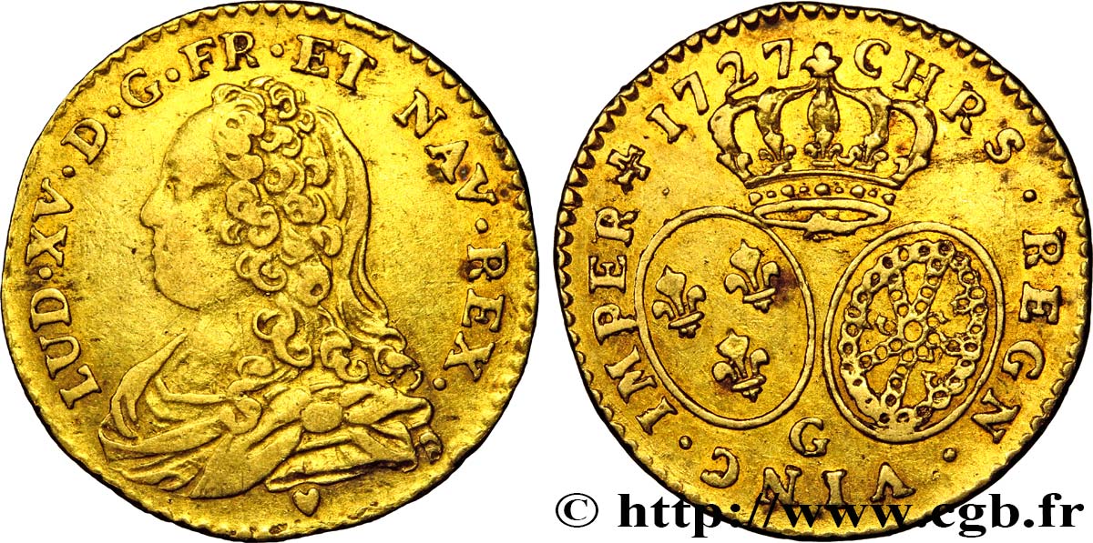 LOUIS XV DIT LE BIEN AIMÉ Demi-louis d or aux écus ovales, buste habillé 1727 Poitiers TTB/TTB+