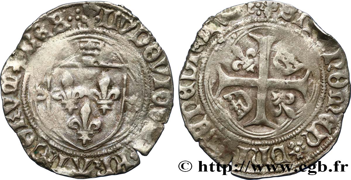 LOUIS XII  Douzain ou grand blanc à la couronne n.d. Saint-André de Villeneuve-lès-Avignon q.BB
