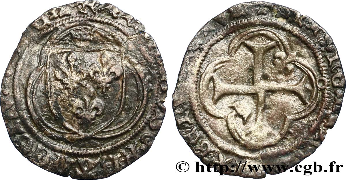CHARLES VII LE VICTORIEUX Petit blanc à la couronne n.d. Toulouse TB+