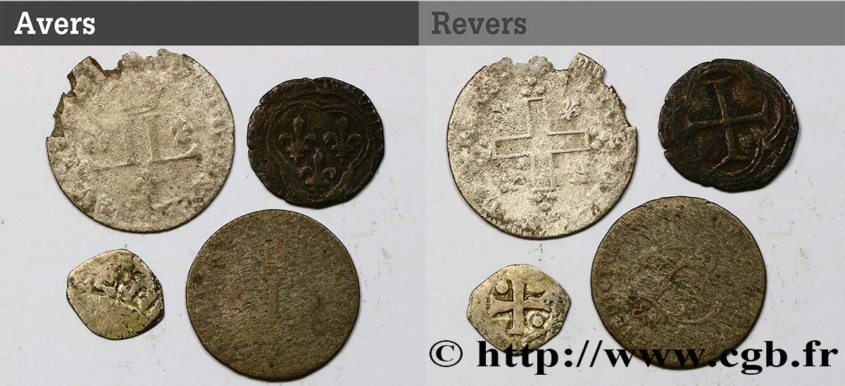 LOTTE Lot de 4 monnaies royales  n.d. s.l. q.MB