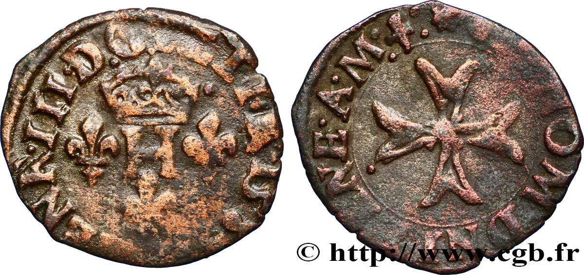 HENRI III Liard à la croix du Saint-Esprit n.d. Lyon TB