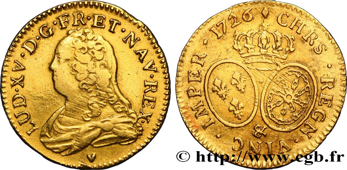 LOUIS XV DIT LE BIEN AIMÉ Louis d or aux écus ovales, buste habillé 1726 Aix-en-Provence TTB