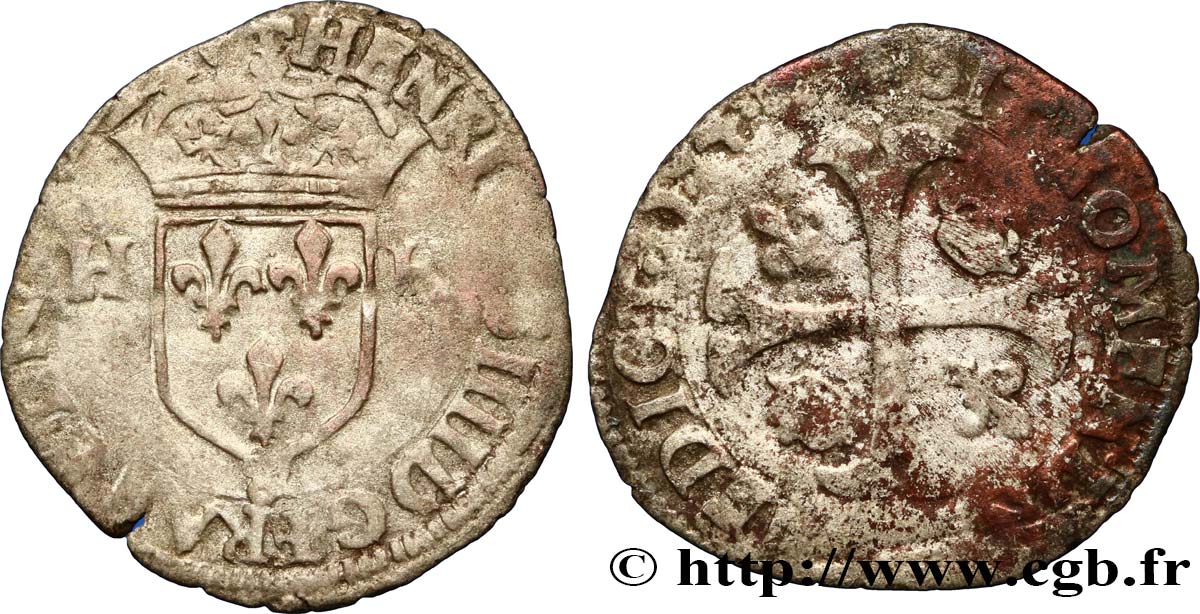 HENRI IV LE GRAND Douzain aux deux H, 2e type 1594 Aix-en-Provence B+