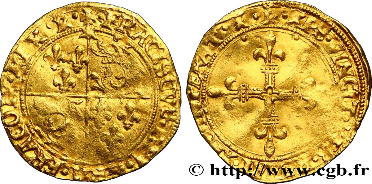 FRANCOIS I Écu d or au soleil du Dauphiné, 1er type n.d. Romans XF/VF
