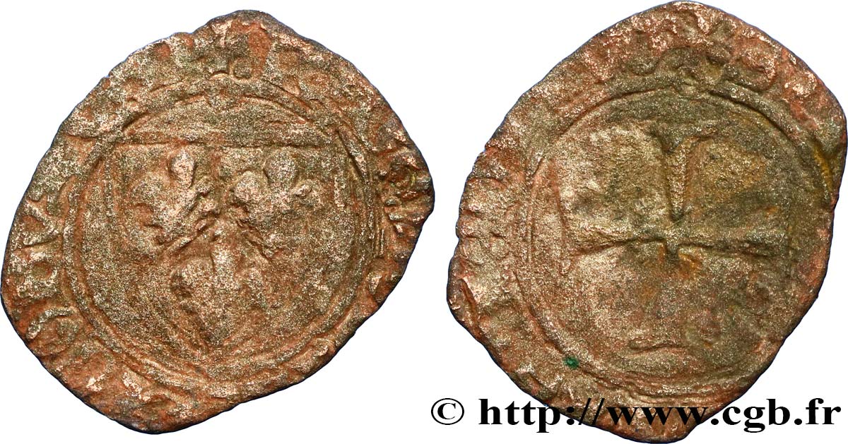 HEIR APPARENT, CHARLES, REGENCY - COINAGE IN THE NAME OF CHARLES VI Demi-blanc dit  demi-guénar  n.d.  F/VG