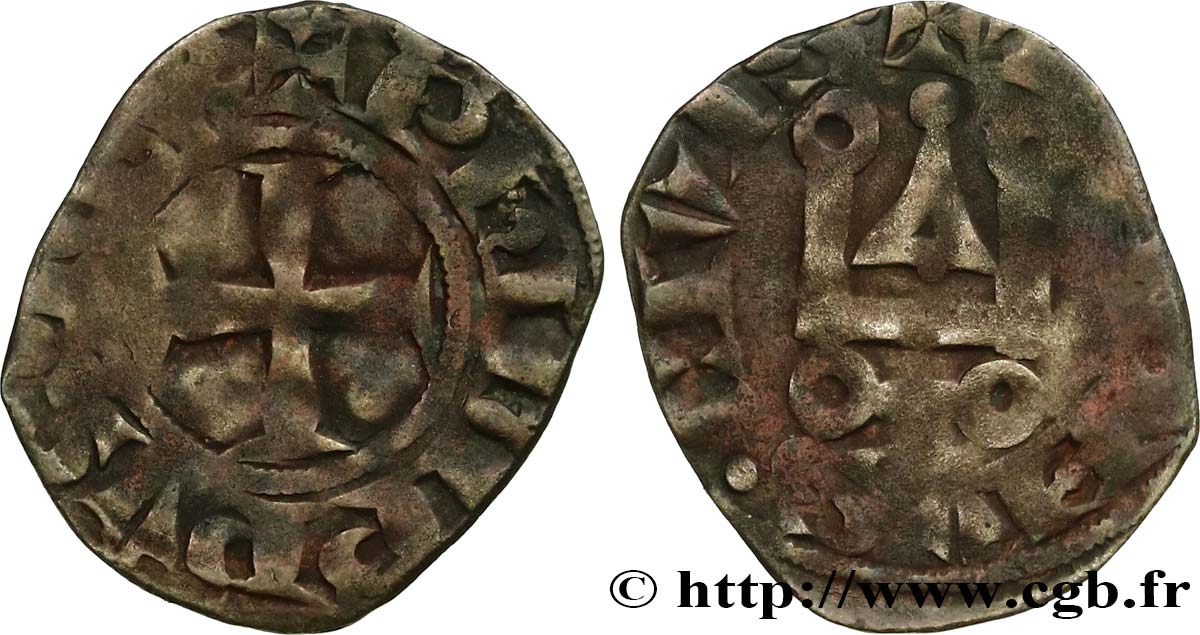 PHILIPPE VI DE VALOIS Denier tournois n.d.  TB