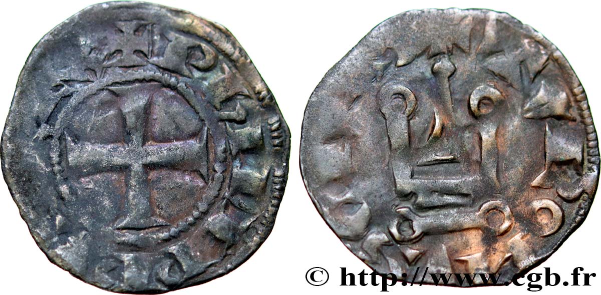 PHILIPPE VI DE VALOIS Denier tournois n.d.  TB