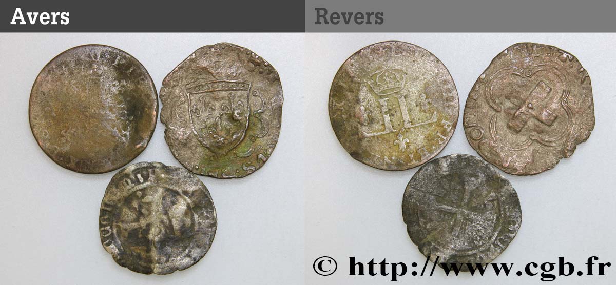 LOTS Lot de 3 monnaies royales  n.d. s.l. F