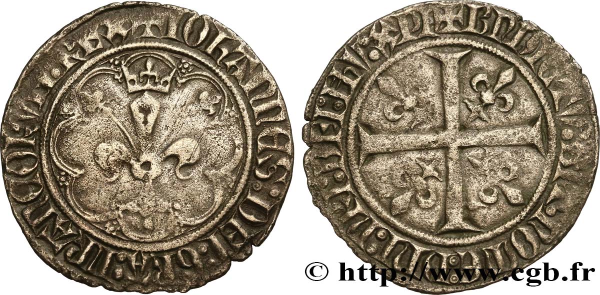 JEAN II LE BON Gros à la fleur de lis dit &nbsp;patte d&nbsp;oie&nbsp; 22/01/1358  TTB