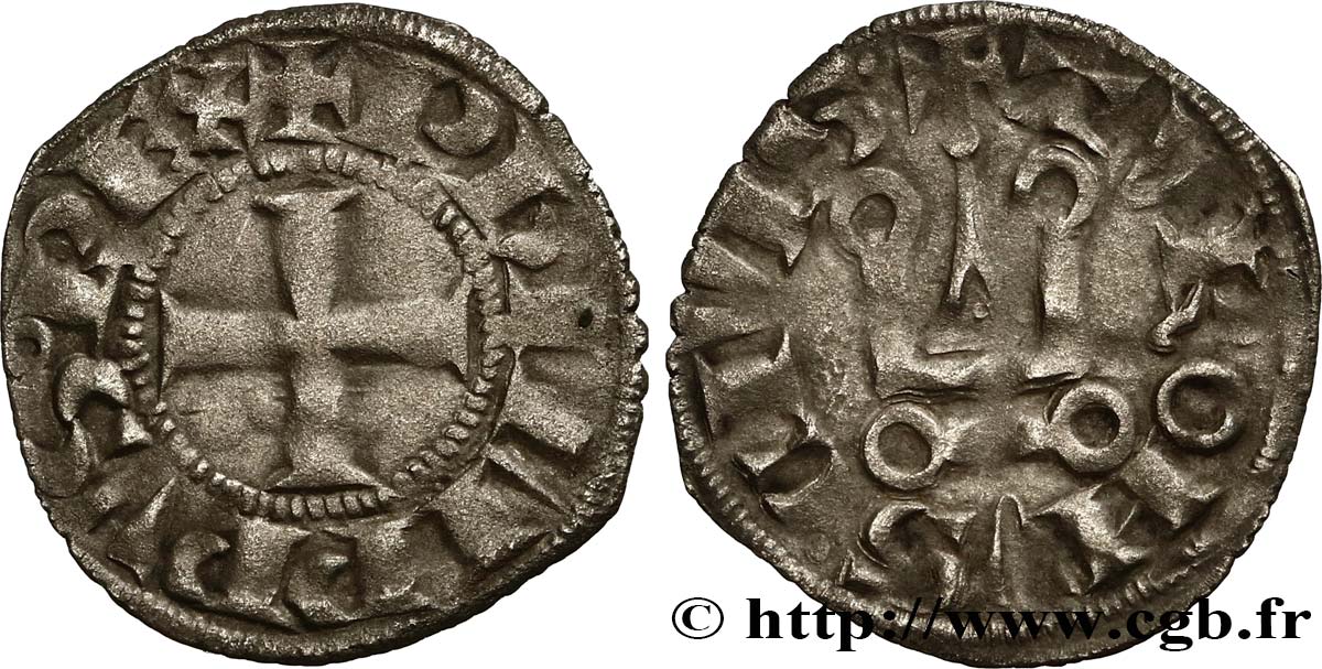 PHILIPPE VI DE VALOIS Denier tournois n.d.  TTB
