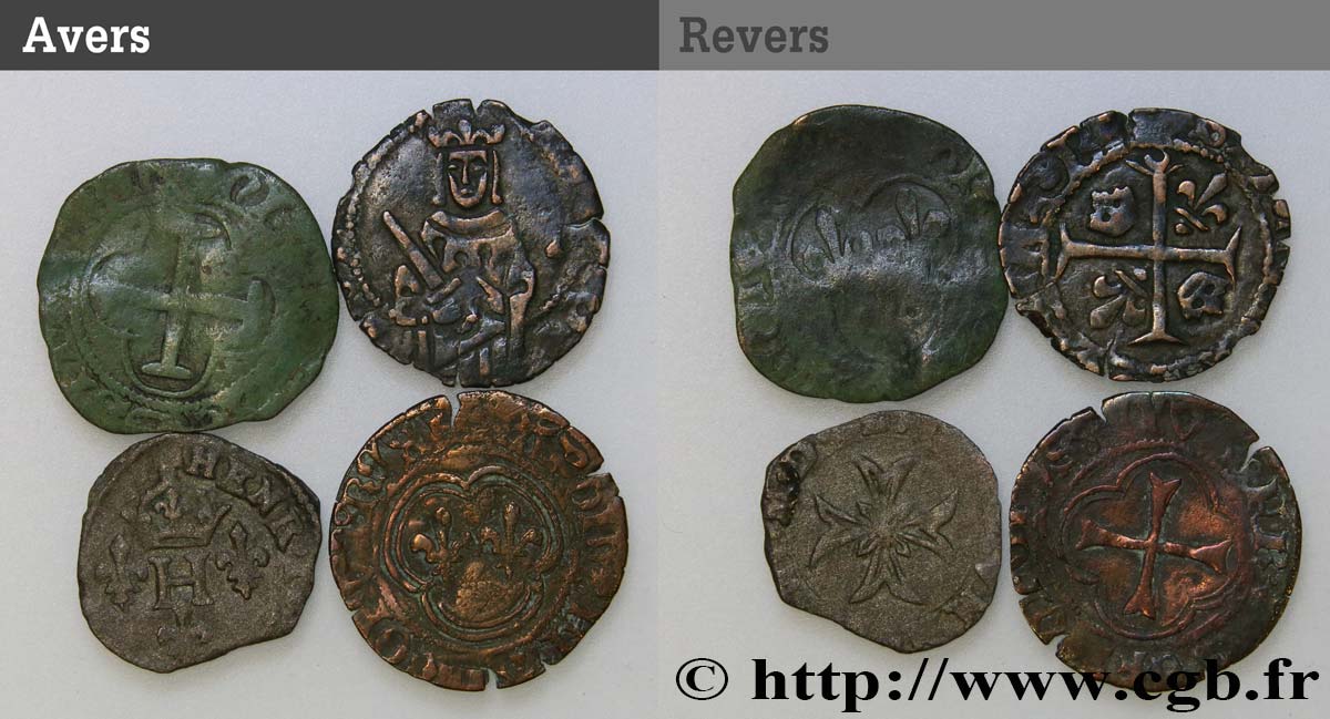 LOTS Lot de 4 monnaies royales  n.d. s.l. B+
