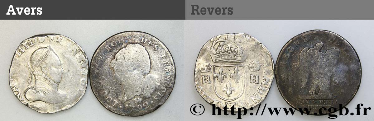 LOTTE Lot de 2 monnaies royales en argent n.d. s.l. q.MB