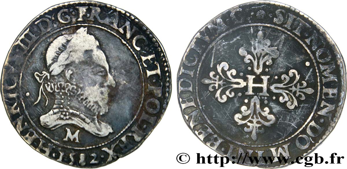 HENRI III Franc au col fraisé 1582 Toulouse TB+