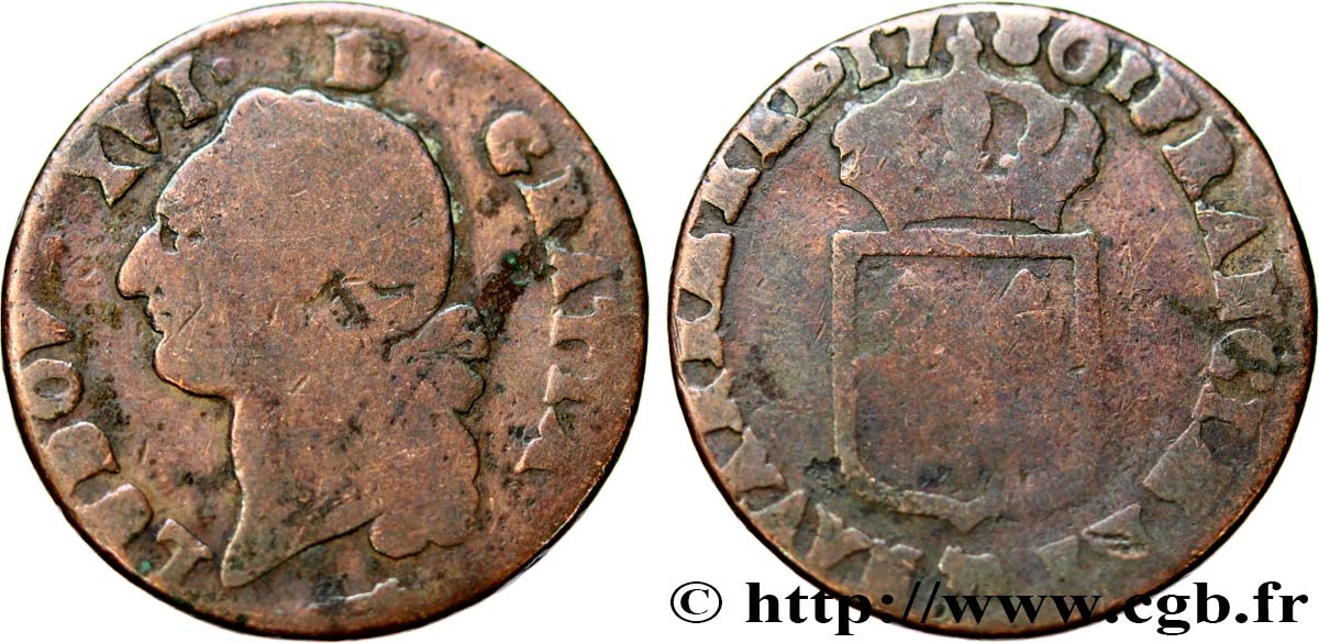 LOUIS XVI Sol dit &nbsp;à l&nbsp;écu&nbsp; de Béarn 1780 Pau B