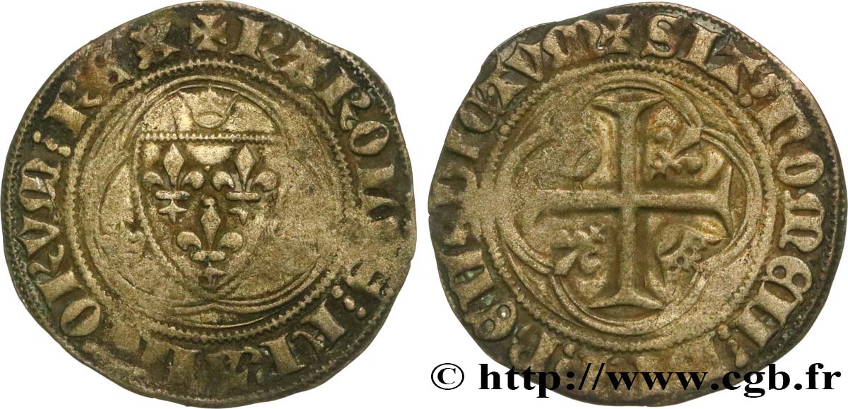 CHARLES VII LE VICTORIEUX Blanc à la couronne n.d. Paris TB+