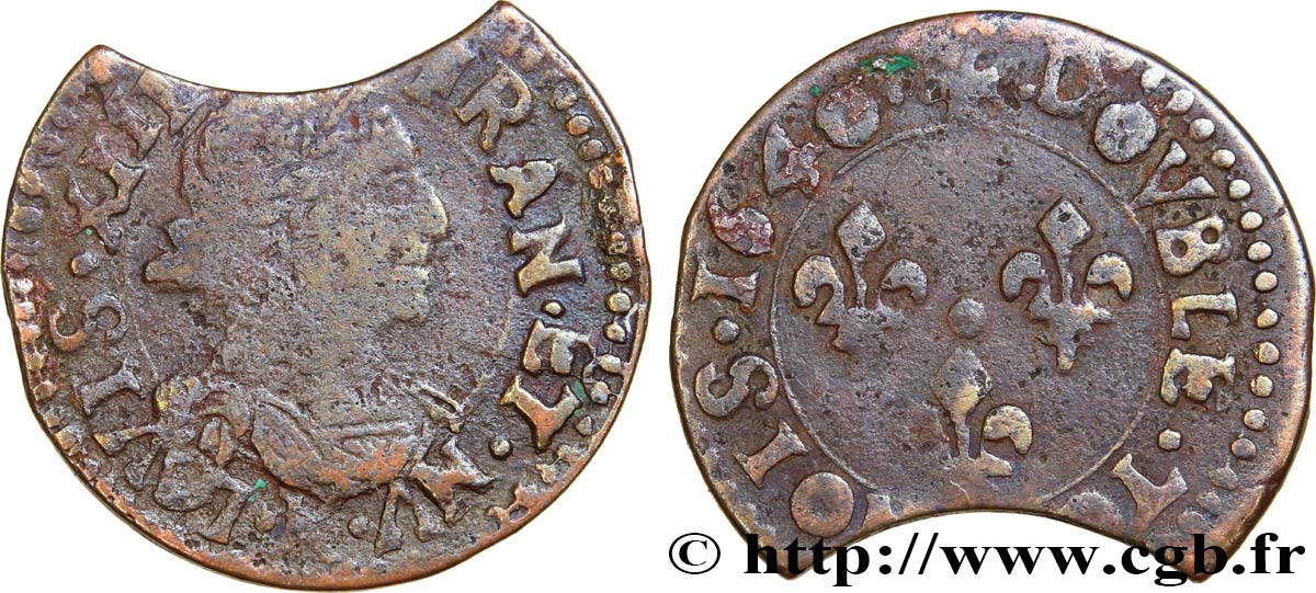 LOUIS XIII  Double tournois, type 14 1640 Bordeaux VF