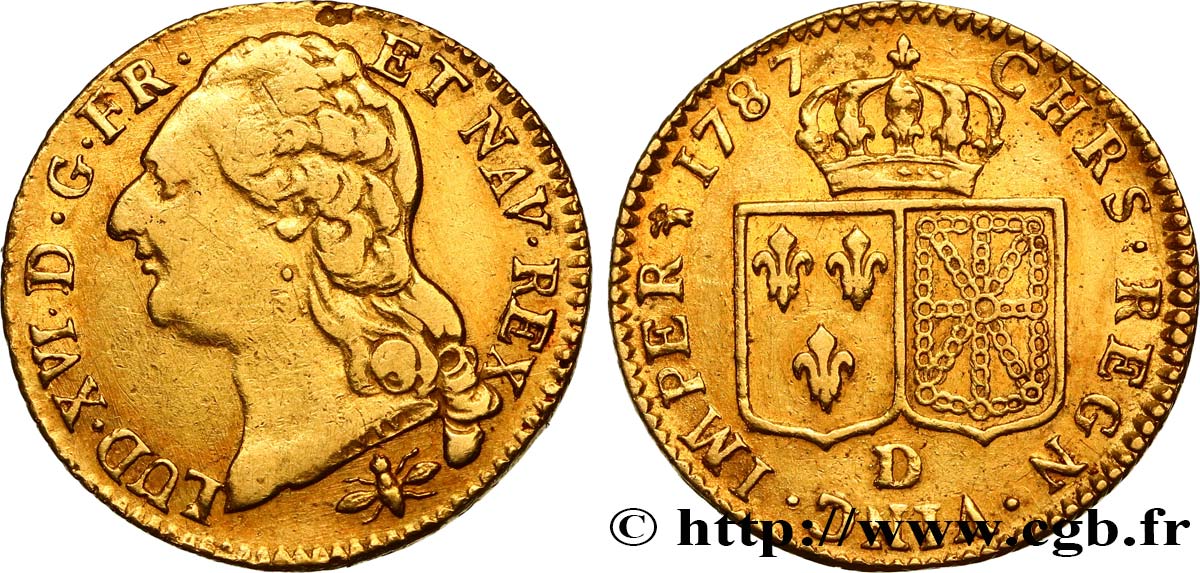 LOUIS XVI Louis d or aux écus accolés 1787 Lyon MBC