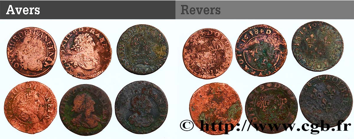 LOUIS XIII Lot de 6 doubles tournois de Louis XIII n.d. s.l. F