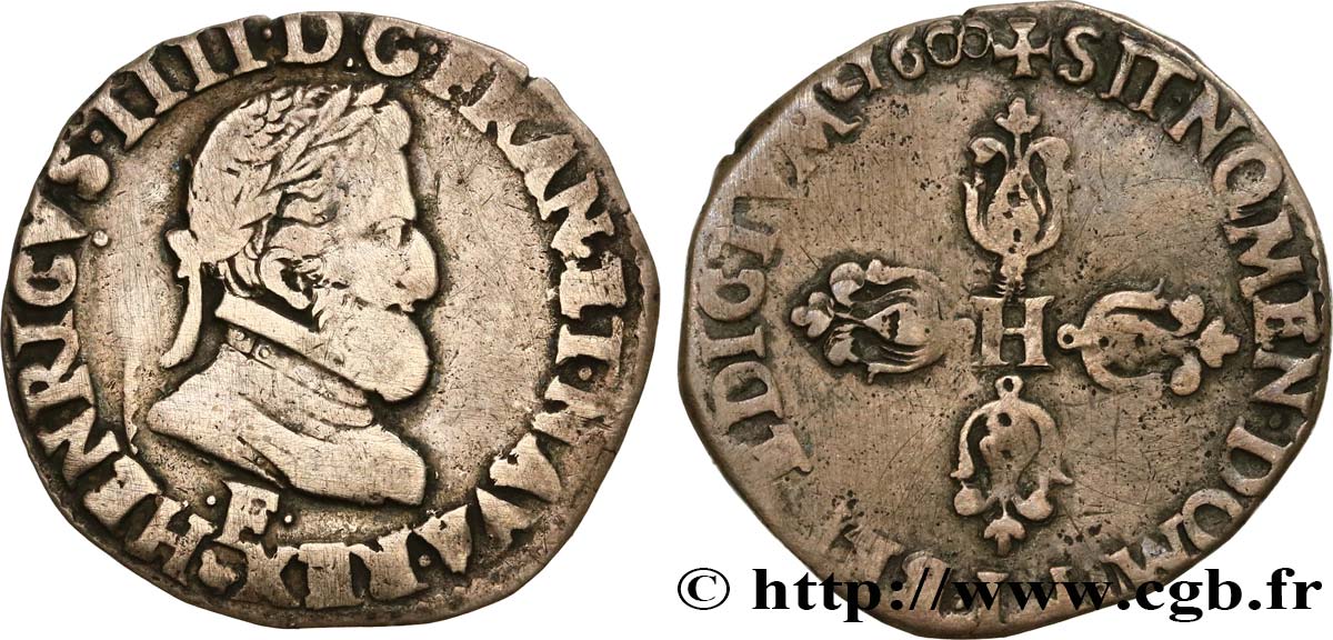 HENRI IV LE GRAND Demi-franc, 2e type d Angers et Tours 1600 Angers TB+
