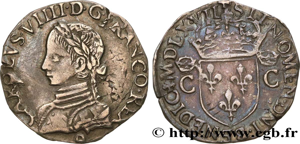 CHARLES IX Demi-teston, 2e type 1567 (MDLXVII) Rennes TB+/TTB