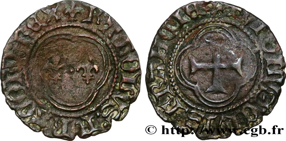 CHARLES VII LE VICTORIEUX Denier tournois n.d. Montpellier TTB