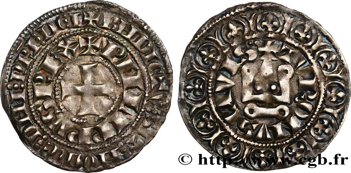 PHILIPPE IV LE BEL Maille demie ou maille blanche tournois à l 0 long n.d. s.l. TTB