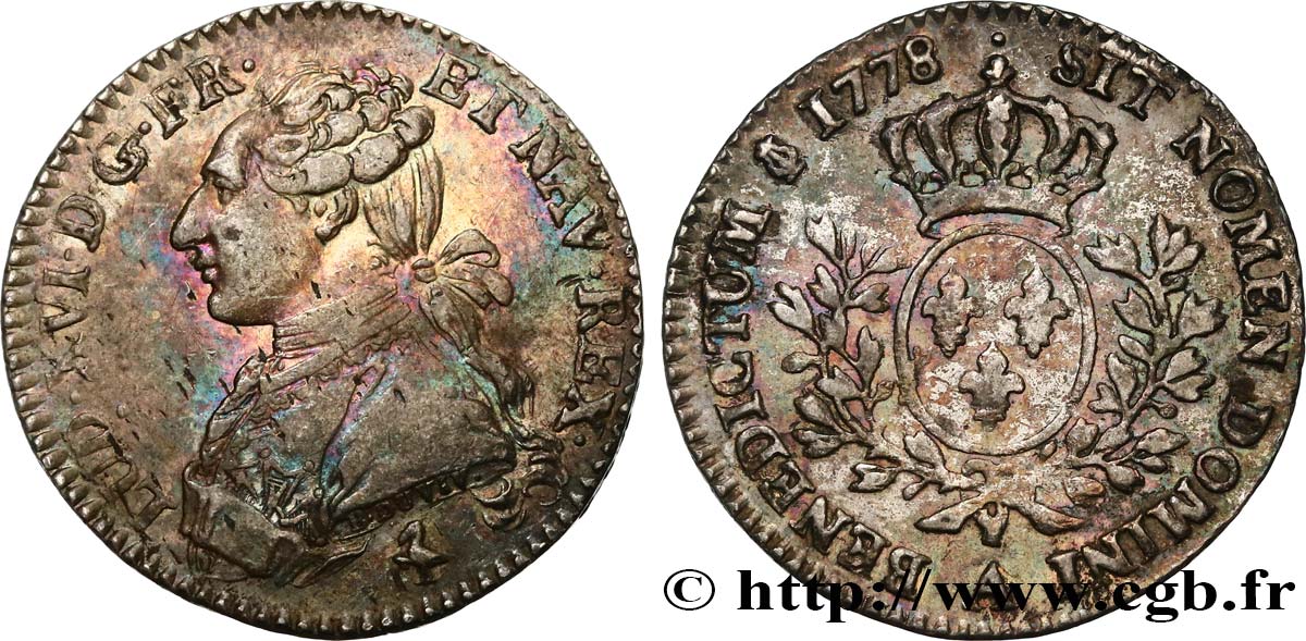 LOUIS XVI Cinquième d&nbsp;écu aux branches d&nbsp;olivier 1778 Paris BB