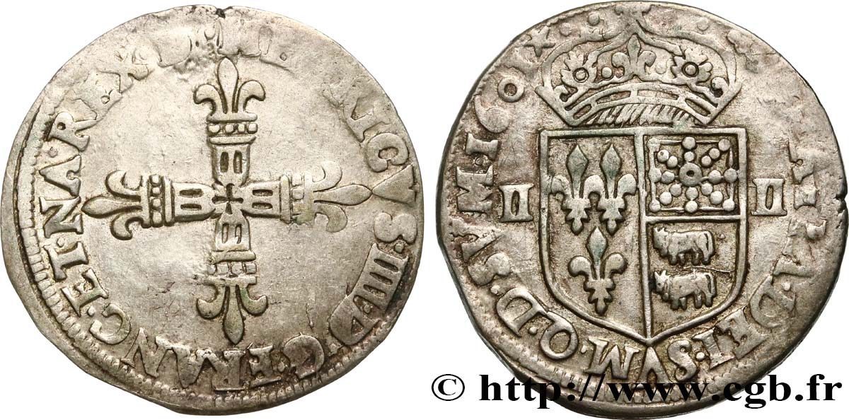 HENRY IV Quart d écu de Béarn 1601 Pau q.BB