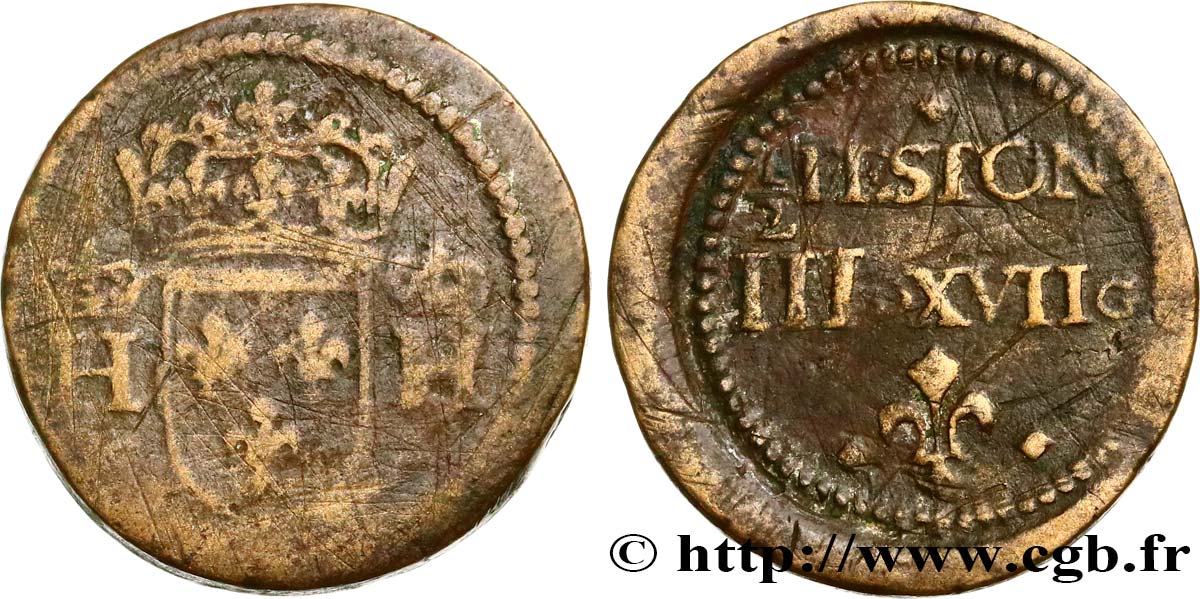 LOUIS XII TO HENRI III - COIN WEIGHT Poids monétaire pour le demi-teston n.d.  F/VF