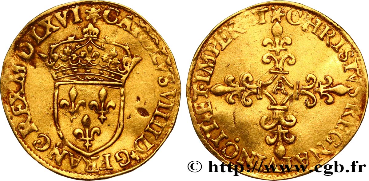 CHARLES IX Écu d or au soleil, 1er type 1566 (MDLXVI) Paris MBC