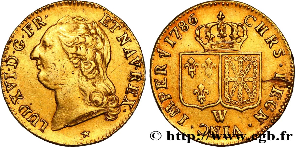 LOUIS XVI Louis d or aux écus accolés 1786 Lille SS