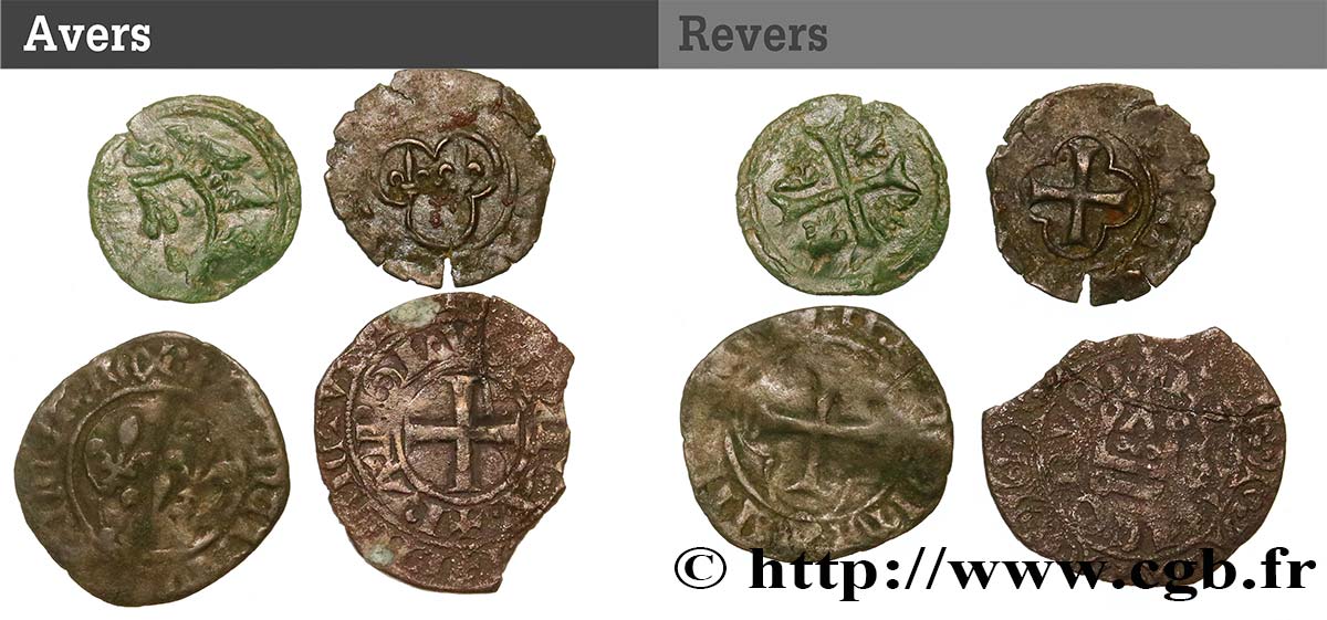 LOTTE Lot de 4 monnaies royales  n.d. s.l. q.MB