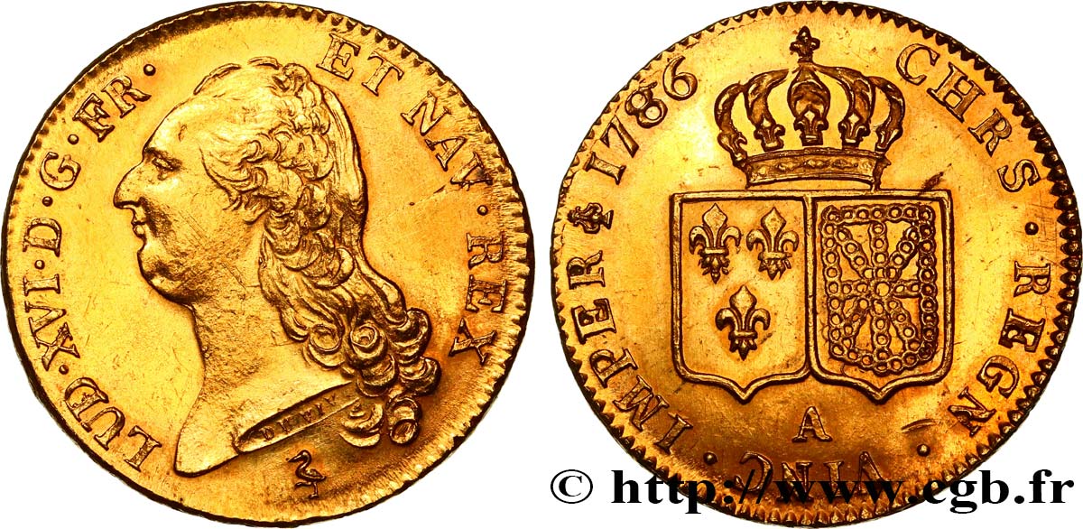 LOUIS XVI Double louis d’or dit  aux écus accolés  1786 Paris AU