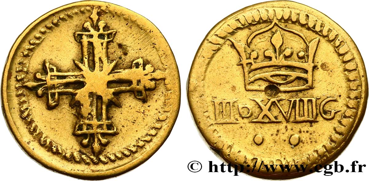 HENRI III TO LOUIS XIV - COIN WEIGHT Poids monétaire pour le huitième d’écu n.d.  VF