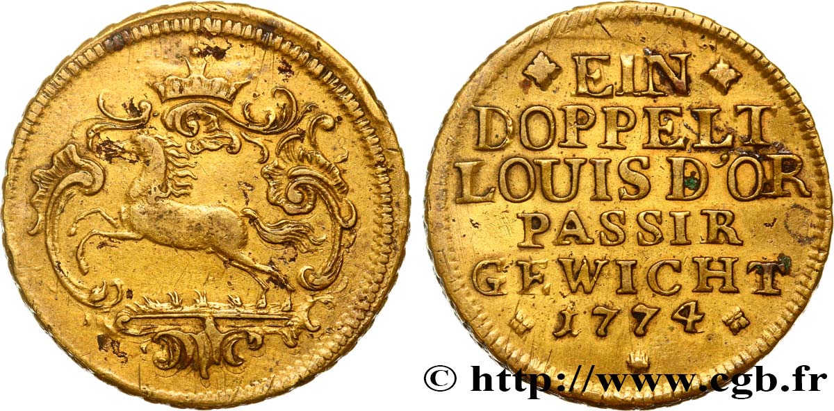 LOUIS XV THE BELOVED Poids monétaire pour le Double louis d’or dit “Mirliton” n.d.  XF