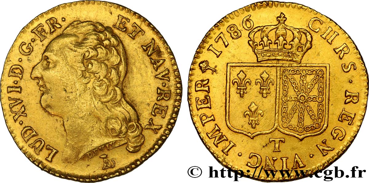 LOUIS XVI Louis d or aux écus accolés 1786 Nantes AU/AU