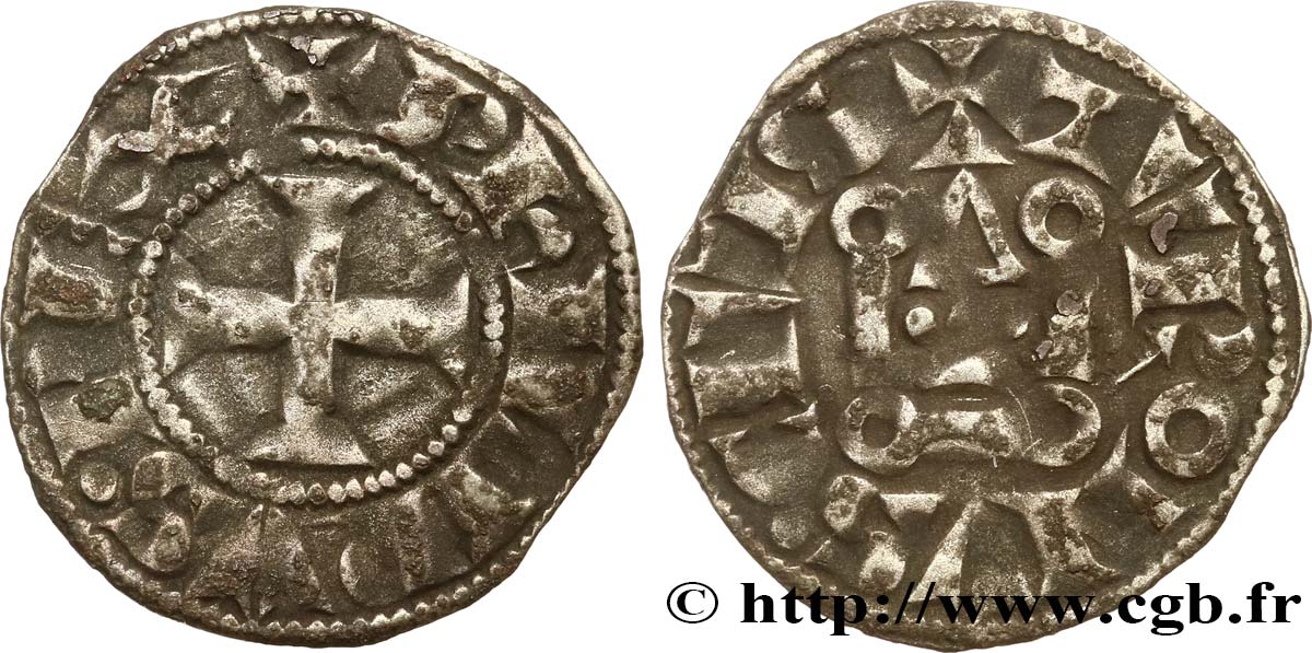 PHILIPPE III LE HARDI Denier tournois n.d. s.l. TB+