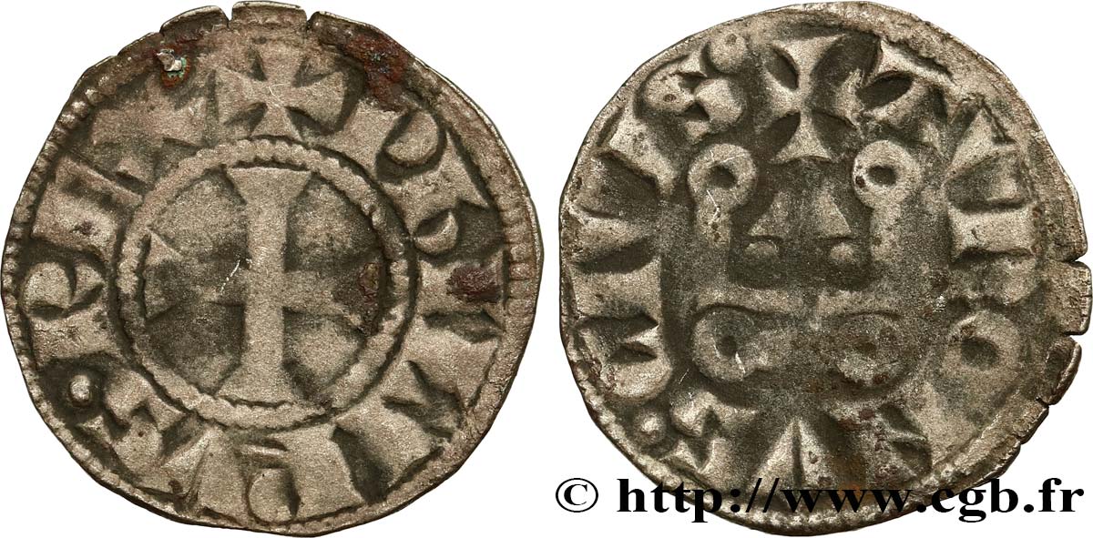 PHILIPPE III LE HARDI Denier tournois n.d. s.l. TB