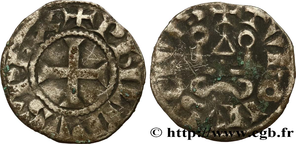 PHILIPPE III LE HARDI Denier tournois n.d. s.l. TB/B