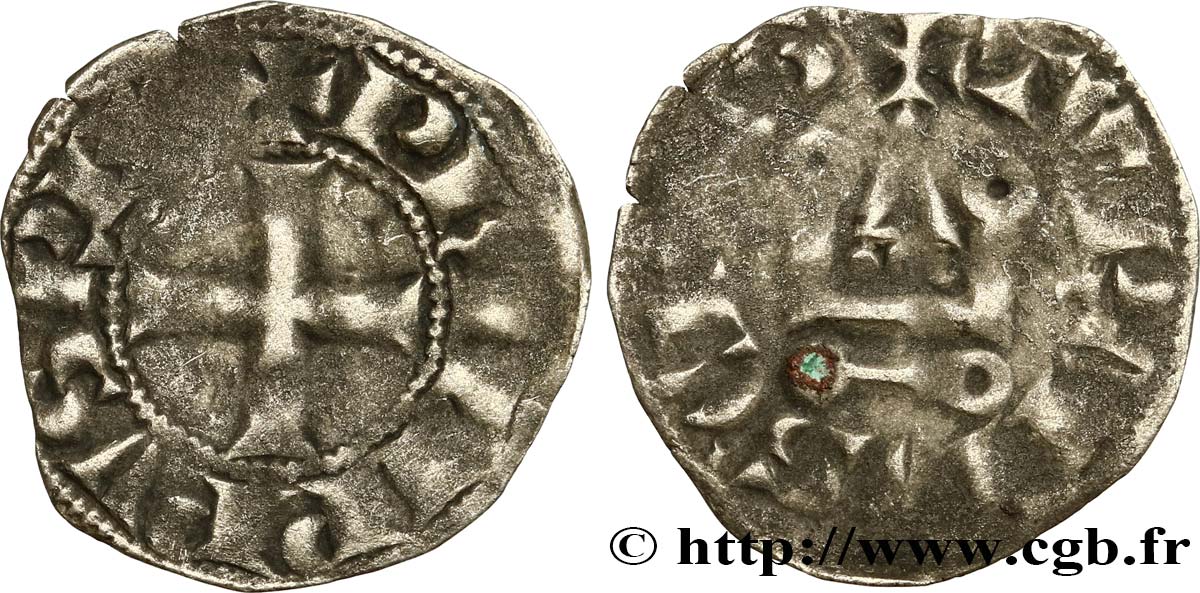 PHILIPP IV  THE FAIR  Denier tournois à l 0 long n.d. s.l. S