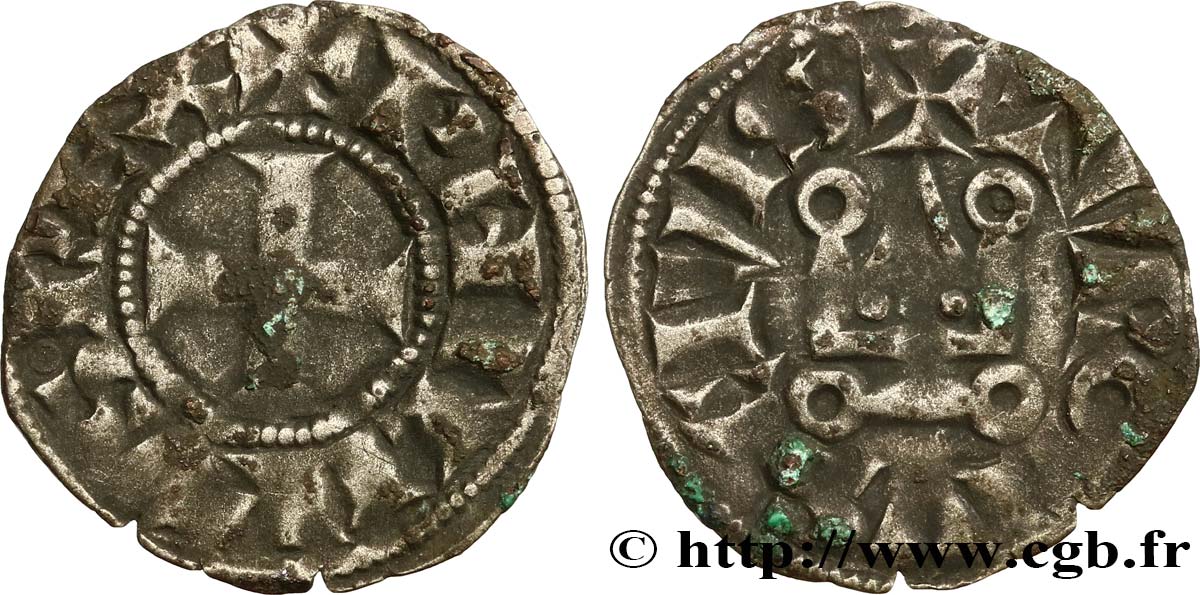 PHILIPPE III LE HARDI Denier tournois n.d. s.l. TB