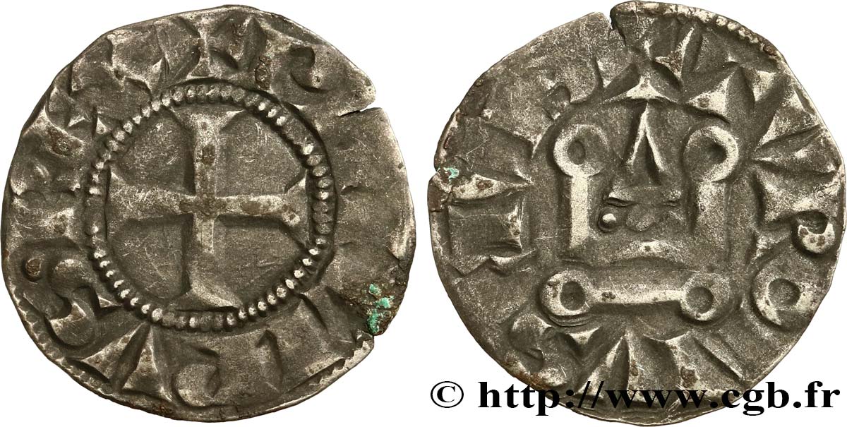 PHILIPPE III LE HARDI Denier tournois n.d. s.l. TB