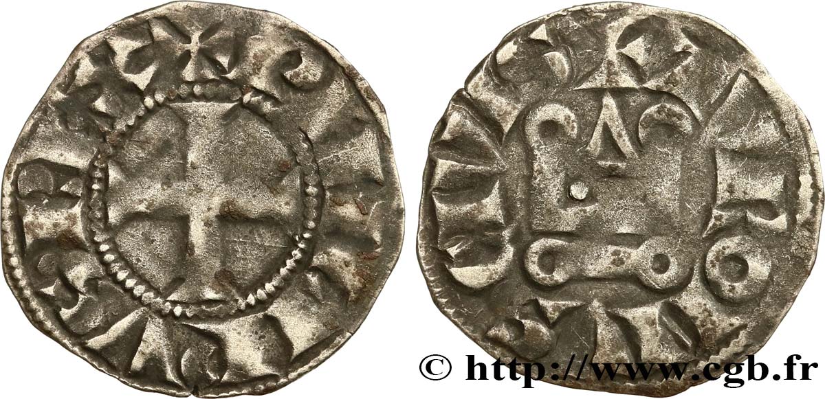 PHILIPPE III LE HARDI Denier tournois n.d. s.l. TB